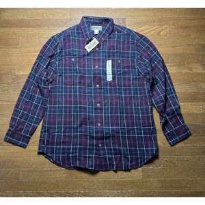 Duluth‎ Trading Shirt Mens Large Reg MN Free Swingin' Flannel Wine Plaid NWT
